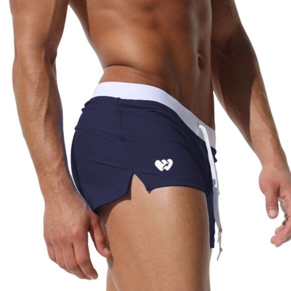 Men's Sexy Swim Trunks Front Pocket Resort Swimwear Blue M - Picture 5 of 5